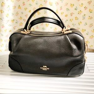 Coach Lane Satchel bag black pebbled leather